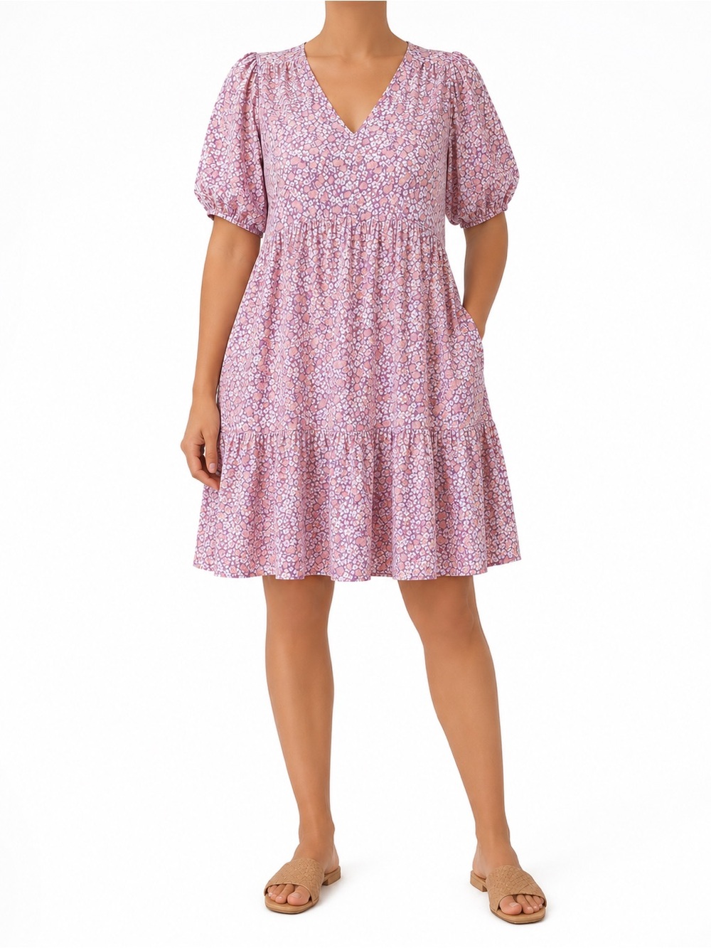 GAP Lavender Floral V-Neck Mini Dress